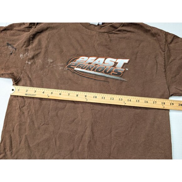 Vintage 2 Fast 2 Furious Shirt Mens Medium Paul Walker Toyota Supra Brown Y2K - Picture 7 of 8